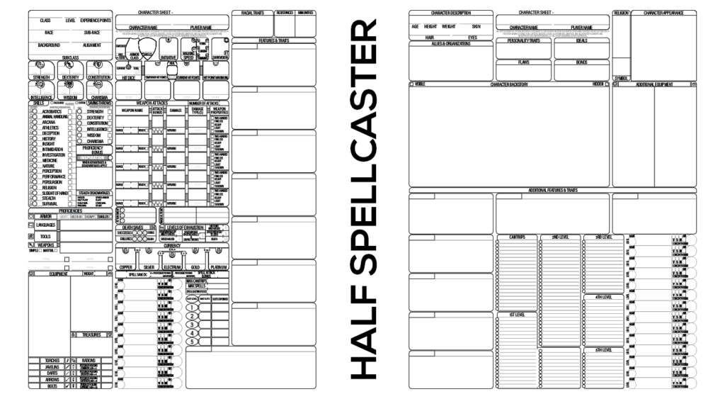 General Interactive PDF - Half Spellcaster