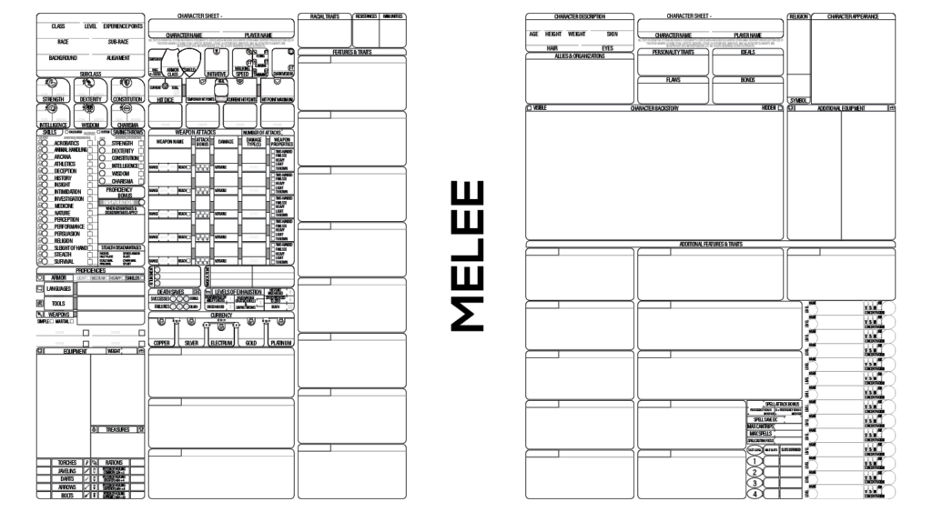 General Interactive PDF - Melee/Martial Classes